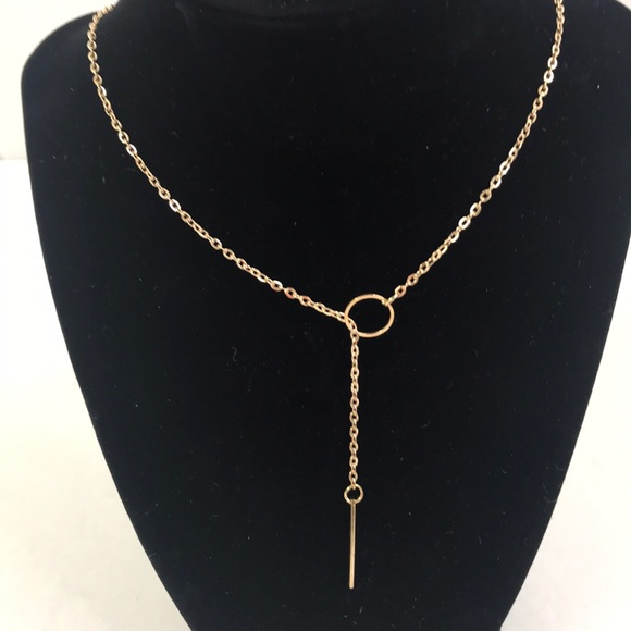 Gold color lariat bar necklace.  NWOT - Picture 1 of 2